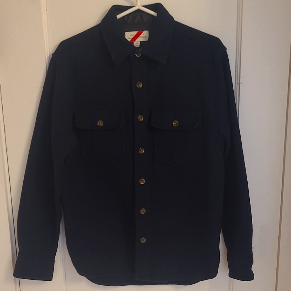 Blue Shirt Jacket with Classic Fit and Textured Fabric